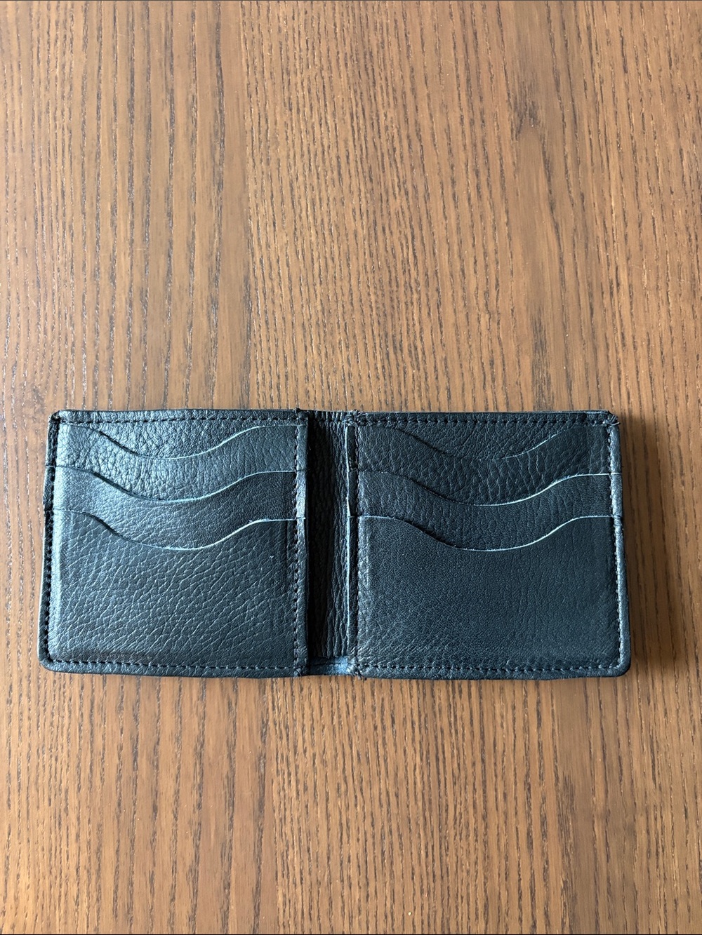 Classic Black Leather Bi-Fold Card Holder Wallet